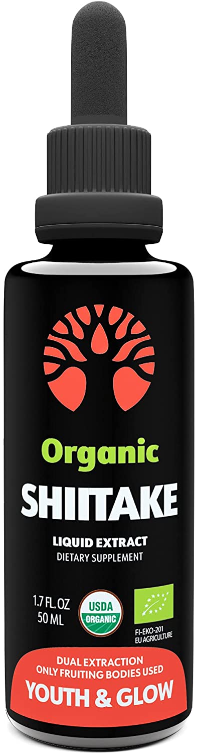 LOOV Organic Shiitake Mushroom Extract – 50 Servings – Dual Extracted Tincture, 