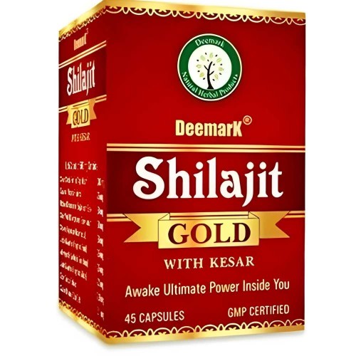 Deemark Shilajit Gold with Kesar – Ultimate Power Supplement (45 Capsules, GMP Certified)
